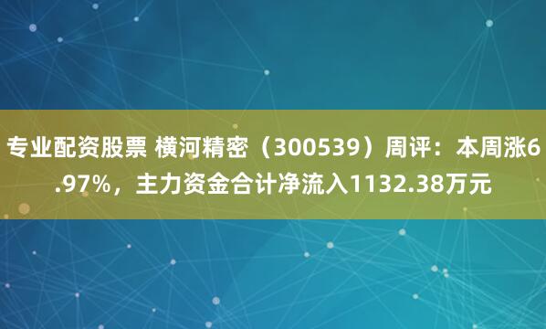 专业配资股票 横河精密（300539）周评：本周涨6.97%，主力资金合计净流入1132.38万元